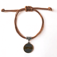 thumbnail image 1 of Logo Site Construction Warning Bracelet Leather Hide Rope Wristband Brown Jewelry, 1 of 3