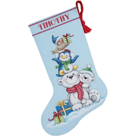 Dimensions "Stack Of Critters" Stocking Counted Cross Stitch Kit, 16"L