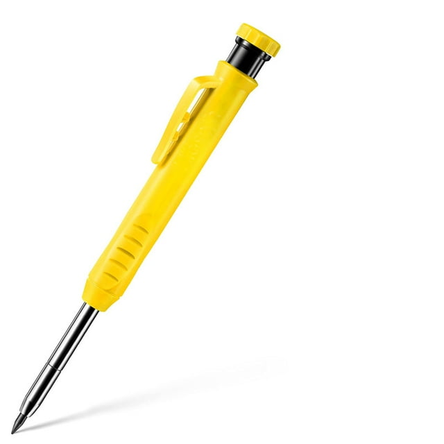 Solid Carpenter Pencil Set Woodworking Tools Mechanical Built-in Sharpener For Scriber Wood Floor Metal Marking Drawing Tool 1pcs-yellow pen