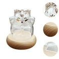 thumbnail image 6 of kowaku Glass Piggy Bank Money Saving Pot Ornament Festival Gift Cute Kitten Shaped Money Bank with Wooden Base for Shelf Living Room Clear, 6 of 9