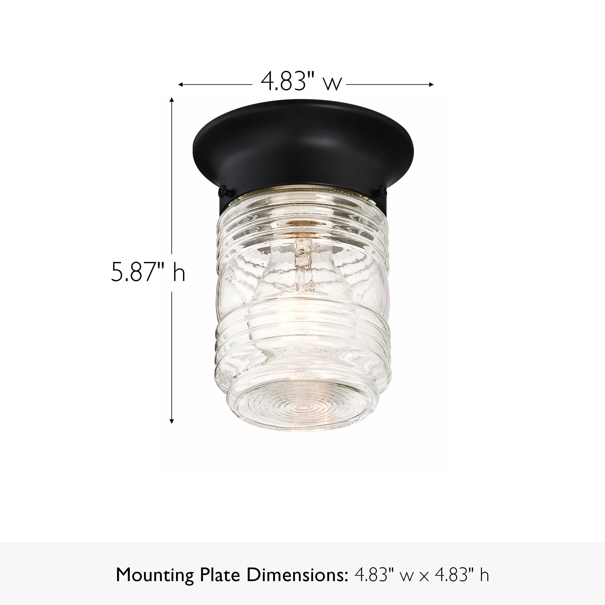 Design House Jelly Jar Indoor Outdoor Flush Mount Ceiling Light in Matte Black, 5.9 in H x 4.8 in Dia