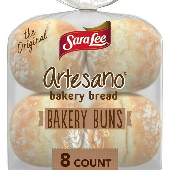 Sara Lee Artesano White Bakery Buns 8 count Hamburger Buns 19 oz Bag (Pack of 5)