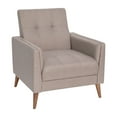 thumbnail image 2 of Merrick Lane Mid-Century Modern Armchair with Tufted Faux Linen Upholstery and Solid Wood Legs in Taupe, 2 of 11