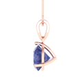 thumbnail image 3 of 2 ct Brilliant Round Cut Solitaire Tanzanite 14k Rose hypoallergenic Solid gold Designer Everyday Affordable Dainty Necklace Pendant with 16" Chain, 3 of 6