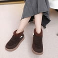 thumbnail image 2 of Women's Knit Snow Boots Furry Lined Slip on Winter Ankle Booties Casual Platform High Top Walking Shoes Brown Size 5.5, 2 of 5