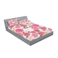 thumbnail image 2 of Ambesonne Floral Fitted Sheet & Pillow Sham Set, Bloom Bouquet Romance, Queen, Pink Grey, 2 of 2