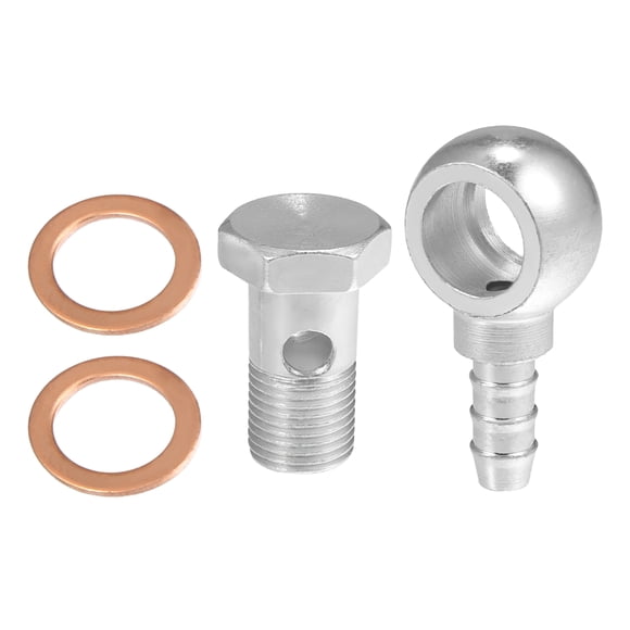 Unique Bargains 16mm ID 10mm OD M16x1.5 Banjo Fitting Fuel Line with Screw Washer for Motorcycle Silver Tone 1 Set