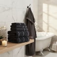 thumbnail image 2 of 6-Piece Quick Dry Bath Towels Set - 100% Cotton Towel Set for Bath, Gym, and Spa (Black), 2 of 9