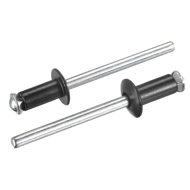 Unique Bargains Rivets Aveugles à Tête Ronde Plate en Aluminium de 5 Mm x 10 Mm, Pack de 25 Noir