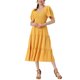 thumbnail image 2 of Vestido midi bohemio INSPIRE CHIC para mujeres con escote cuadrado, mangas cortas, vestido de capas fluido y fruncido, amarillo XL, 2 of 6