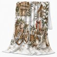 thumbnail image 2 of Snowy Mountain Village Chalets Holiday Scene Wrapped Presents, Peaceful Mountain Lake Scene, Warm Flannel Blanket for Cabin and Lodge, Outdoor Lovers Camping Gift, Festive Home Decor, 2 of 9