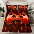 thumbnail image 2 of Feelyou Cartoon Gamepad Child Queen Sheet Sets, Orange Stereoscopic Square Flat Sheet, Video Game Controller Queen Fitted Sheet, Microfiber Bedroom Decor, 4pcs, 2 of 7