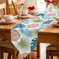 thumbnail image 2 of Turquoise Green Palm Leaves Table Runner Linen Burlap Table Runner 90 Inches Long Tropical Botanical Summer Dresser Scarves for Kitchen Island Coffee Dining Room Party Wedding Holiday Decor 13"x90", 2 of 8