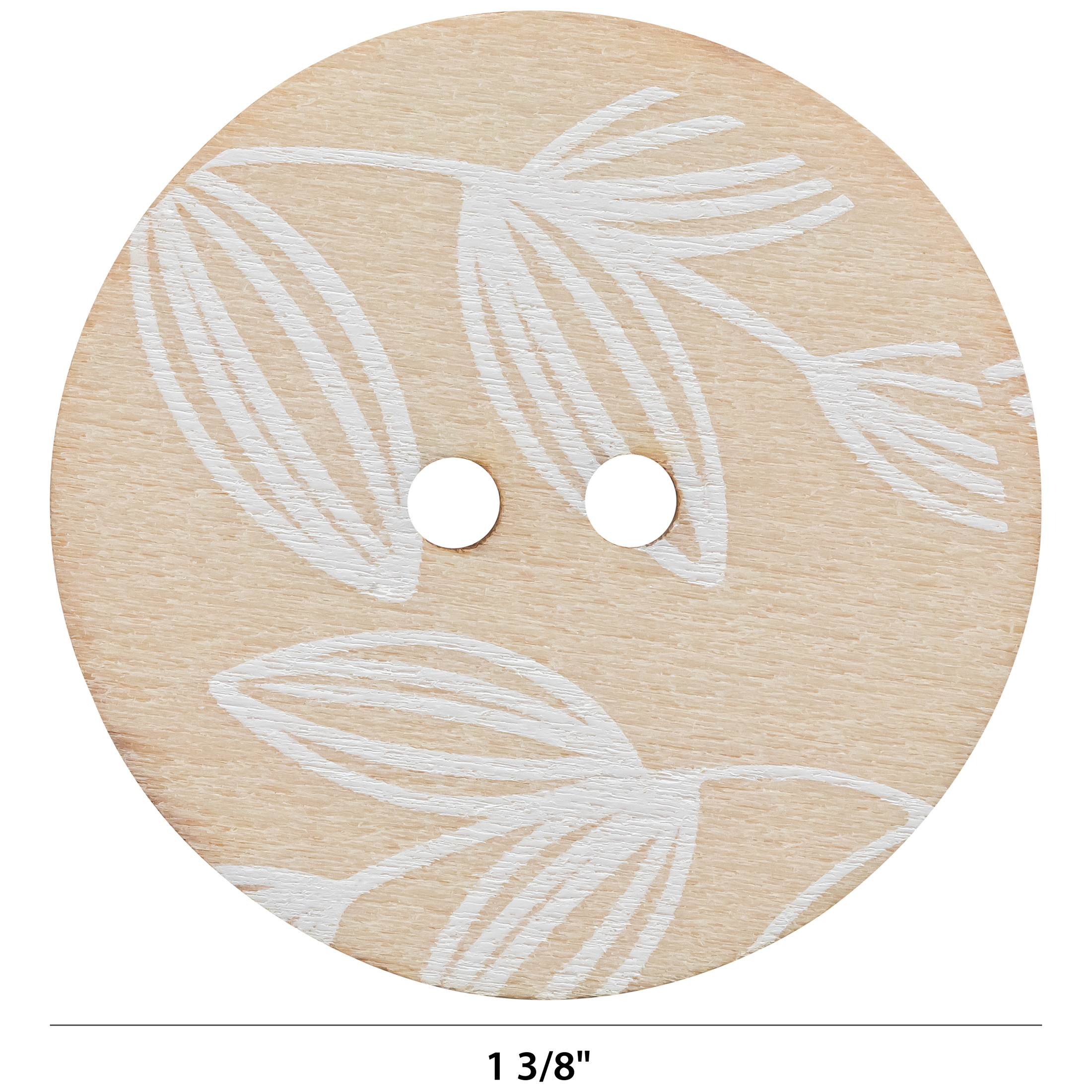 Organic Elements Tan 1 3/8" Wood Floral Printed 2-Hole Buttons, 8 Pieces - image 4 of 6