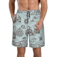 thumbnail image 2 of Uemuo Pirate Adventure Map Pattern Men's Swim Trunks Hawaiian Beach Bathing Suit Swimsuits Beach Quick-Dry Shorts with Pockets-Small, 2 of 9