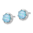 thumbnail image 2 of White Sterling Silver Earring Stud Women'S Opal, Lab Created Round Phenomena 10.21 mm 10.37, 2 of 3