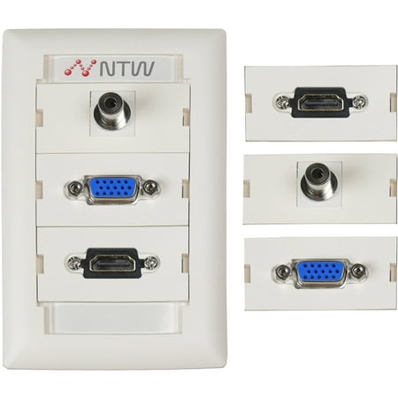 Vga Usb Wall Plate NTW Customizable UniMedia Wallplate and ID Tag with HDMI, VGA and 3.5mm Audio Pass-Through ()