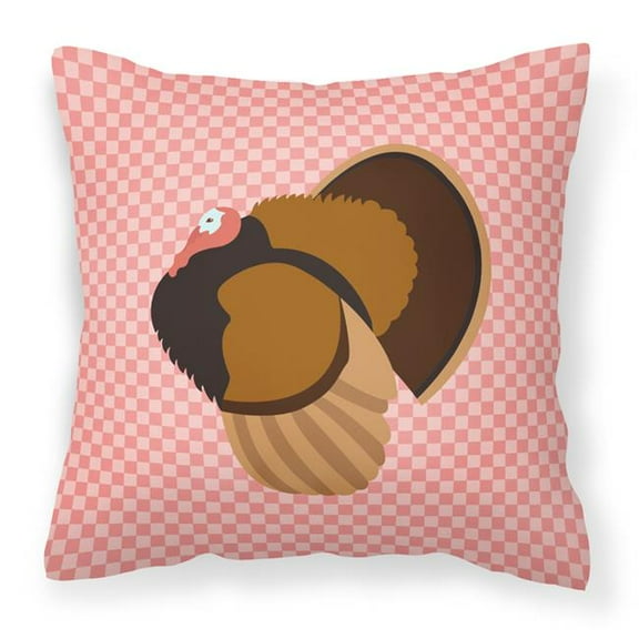 Carolines Treasures BB7986PW1414 Bronze Turkey Pink Check Fabric Decorative Pillow, 14 x 14 in.