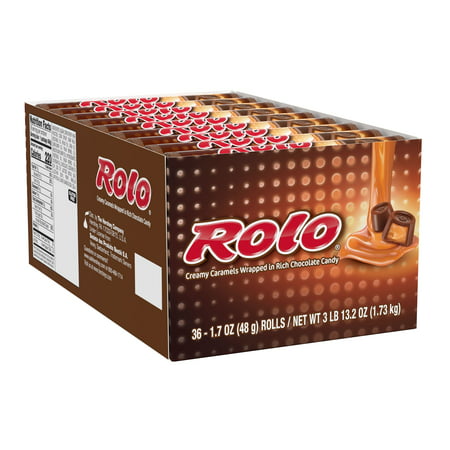 Hersheys Rolo Chocolate Caramel Candy 1.7 oz Rolls 36 Ct