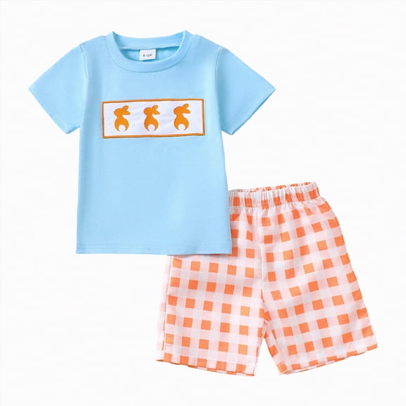 Toddler Clothes for Boys Baby 2PCS Shorts Set Kids Spring Summer Cotton Round Neck Print Short Sleeve Sports 0 6 12 18 24 Months 2T 3T T-Shirt with Solid 2Pcs Outfit 2 Piece