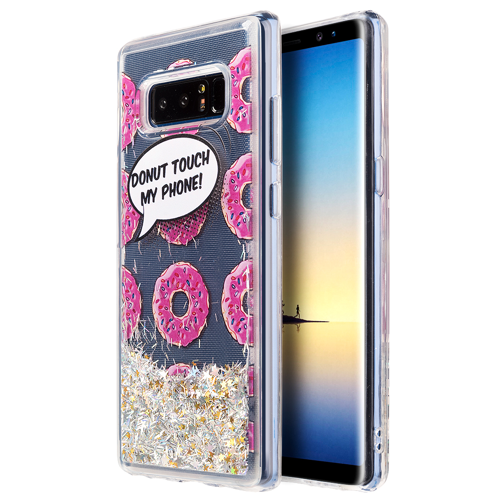 SUMACLIFE Sparkling Waterfall "Donut Touch my Phone!" Phone Case for Samsung Galaxy Note 8 (Exact Perfect Fit)