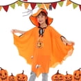 thumbnail image 1 of Disfraz de bruja de Halloween, disfraz de Halloween con capa de calabaza, capa naranja para niños, capa de fiesta de cosplay de Halloween con sombrero, adecuado para altura 90-150 cm Xemadio HY-0019, 1 of 5