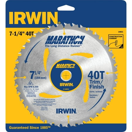 

Irwin Marathon 7-1/4 In. 40-Tooth Trim/Finish Circular Saw Blade