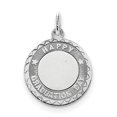 thumbnail image 1 of Sterling Silver Rhodium-plated Happy Graduation Disc Charm QC2428 (27mm x 20mm), 1 of 2