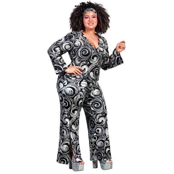Plus Size Foxy Disco Costume Jumpsuit for Women