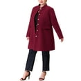 thumbnail image 2 of Agnes Orinda Women's Plus Size Coat Stand Collar Pockets Single Breasted Jacket Fall Winter Coat 2X Red, 2 of 6