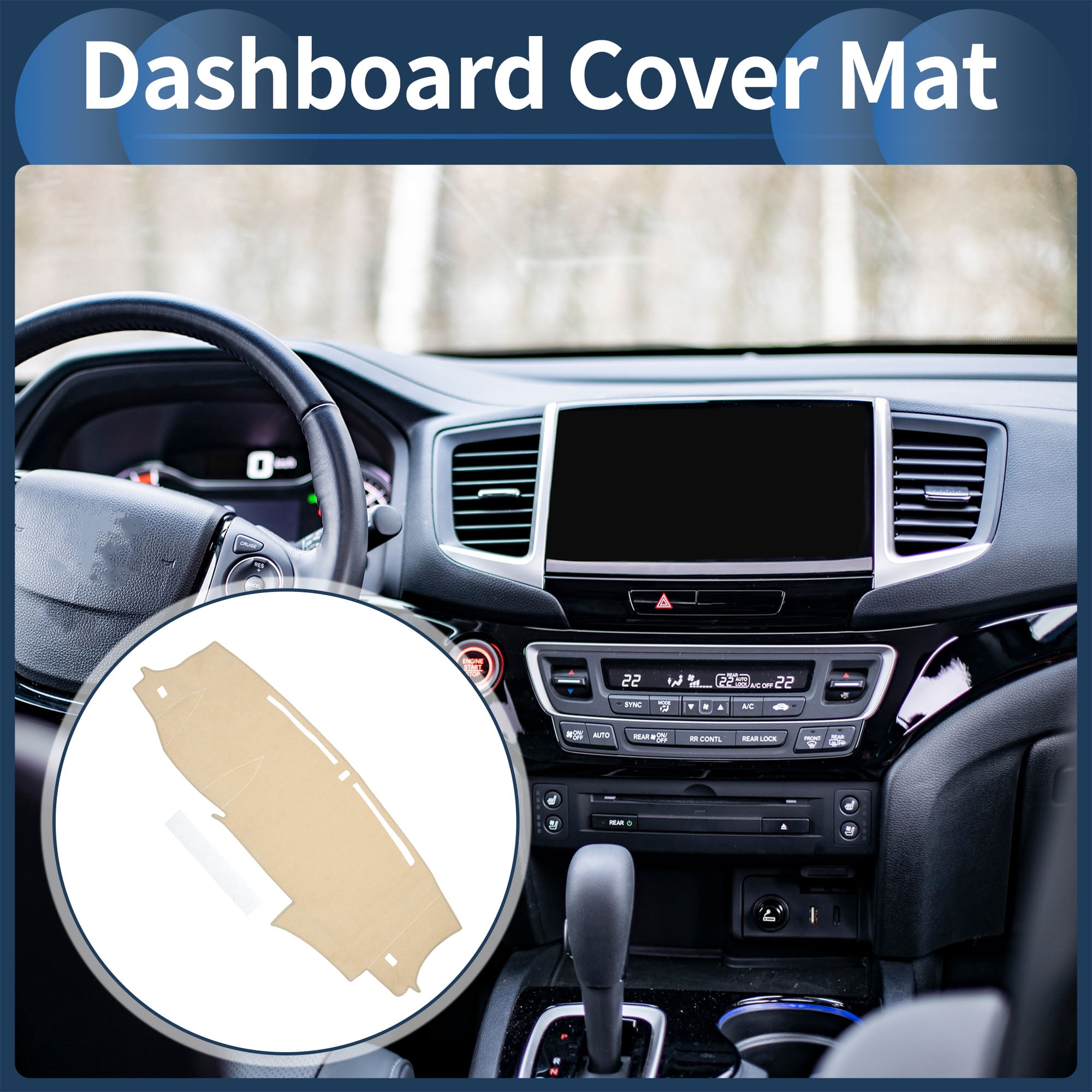 Dashboard Cover Dash Cover Mat Carpet for HONDA PILOT 2019-2024 Polyester Beige