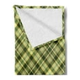 thumbnail image 2 of Green and Brown Soft Flannel Fleece Blanket, Diagonal Checkered Pattern Irish Tartan Geometric Classic Arrangement, Cozy Plush for Indoor and Outdoor Use, 50" x 60", Fern Green Brown, by Ambesonne, 2 of 5