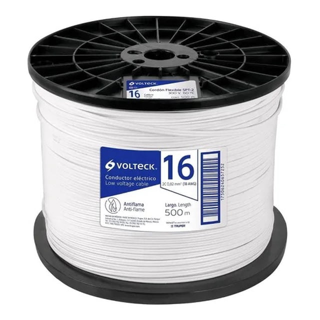 Carrete 500mt Cordon Duplex Calibre 2 X 16 Awg Voltech 40043 Voltech CDU-16-500
