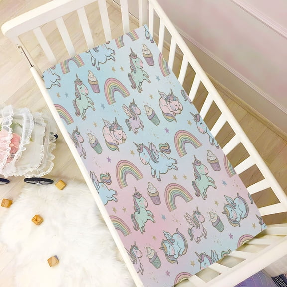 Wobogo Sweet Unicorn Baby Crib Sheets Super Soft Microfiber Playard Sheet Fitted Design for Maximum Comfort and Safety 39×27×5in