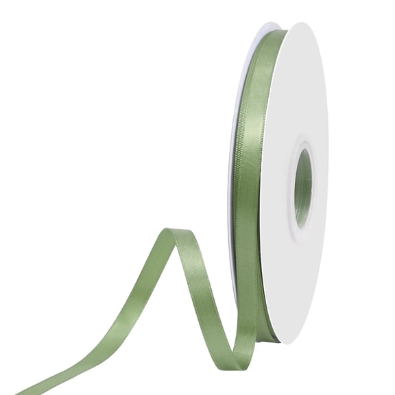 BVIEAKD Spring Moss Green Solid Color Double Faced Satin Ribbon, 3/8 Inch x 50 Yards