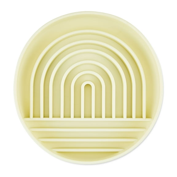Vibrant Life Silicone Slow Feeder Bowl for Pets, Beige Rainbow