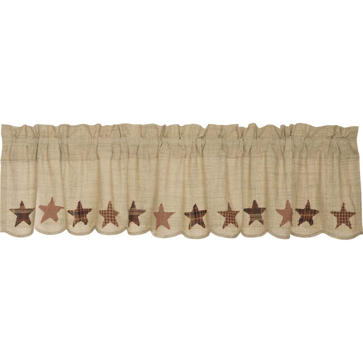 Tan Classic Country Kitchen Curtains Country Star Valance Rod