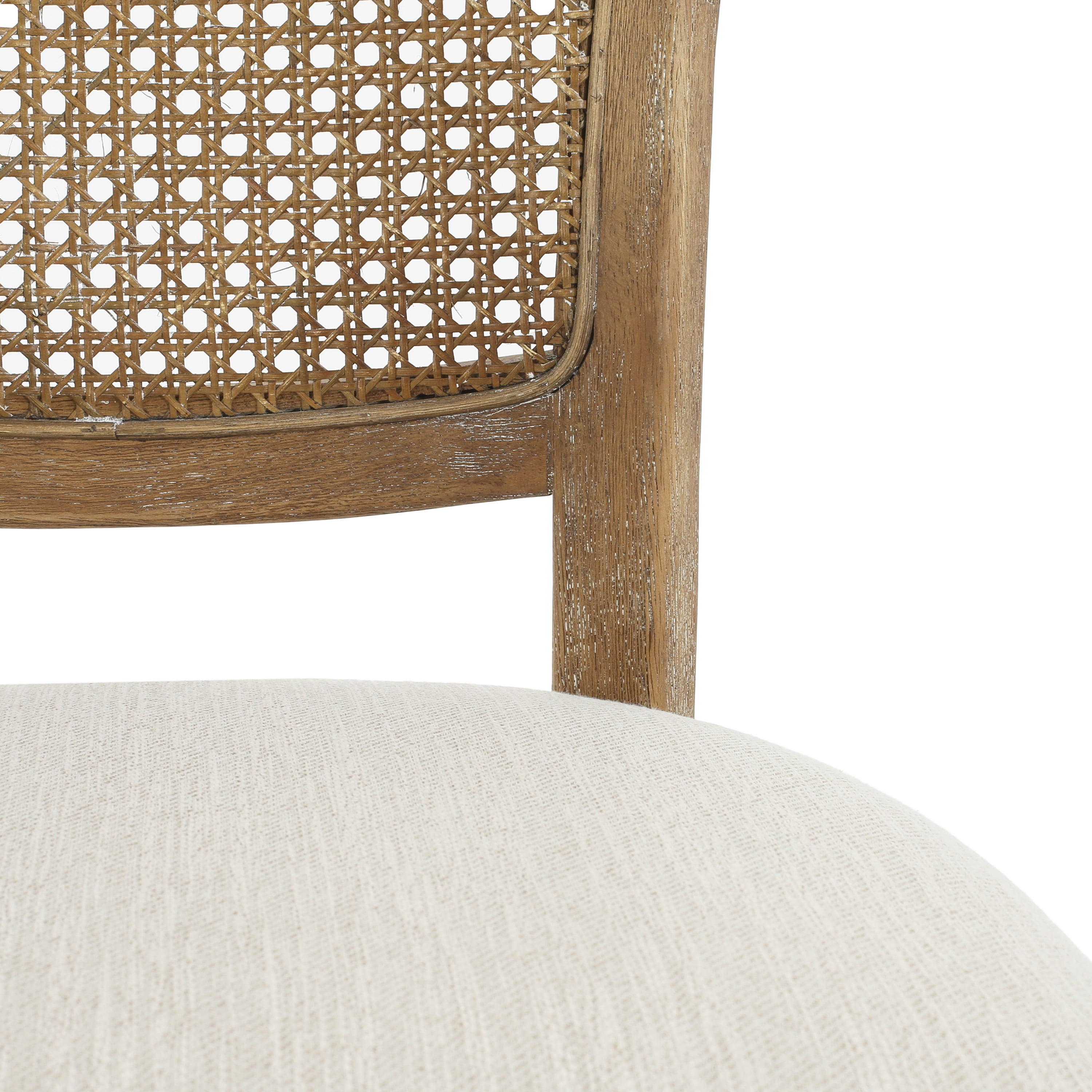 GDF Studio Vintage-Inspired Dining Chair with Cane Backrest, Upholstered Seat, and Durable Rubberwood Frame, Set of 2