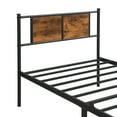 thumbnail image 5 of Paproos Twin Bed Frame, Heavy Duty Metal Platform Bed with Wooden Panel Headboard, Metal Twin Bed with Underbed Storage, Twin Size Metal Bed Frame, No Box Spring Needed, Rustic Brown, 5 of 8