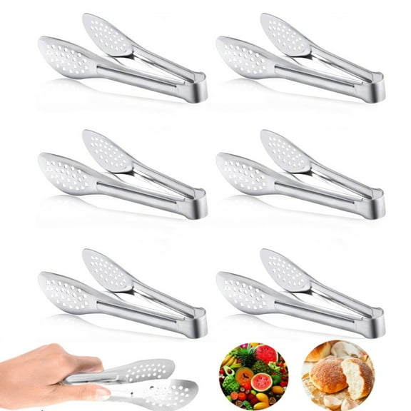 6 Pack Serving Tongs for Buffet,Metal Kitchen Tongs,Stainless Steel Food Tongs