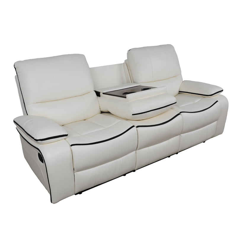 MAYEERTY 86" Modern Bonded Leather Sofa - Stylish Business Function for Living Room, White