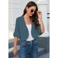 thumbnail image 6 of Chiclily Women's 3/4 Sleeve Cardigan Elegant Shrugs for Women Ruffle Sleeve Open Front Bolero, US Size Medium in Grey Blue, 6 of 8