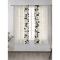 thumbnail image 2 of Retro Magnolia Sheer Curtains 2 Panels Set Flower Leaf Classic Beige Wood Grain Texture Lihgt Filtering Rod Pocket Voile Drape, Semi Sheer Window Curtains for Bedroom Living Room, 52"x63", 2 of 5