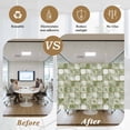 thumbnail image 5 of Sage Green Geometric Window Privacy Film, Modern Abstract Art Botanical Static Cling UV Sun Blocking Heat Control Window Tint Day and Night, Non-Adhesive One Way Windows Privacy Cover 17.7''x78.7'', 5 of 7