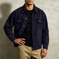thumbnail image 3 of Raeneomay Men's Denim Jacket - Long Sleeve Collared Multi Pocket Outerwear S-XXL, 3 of 4