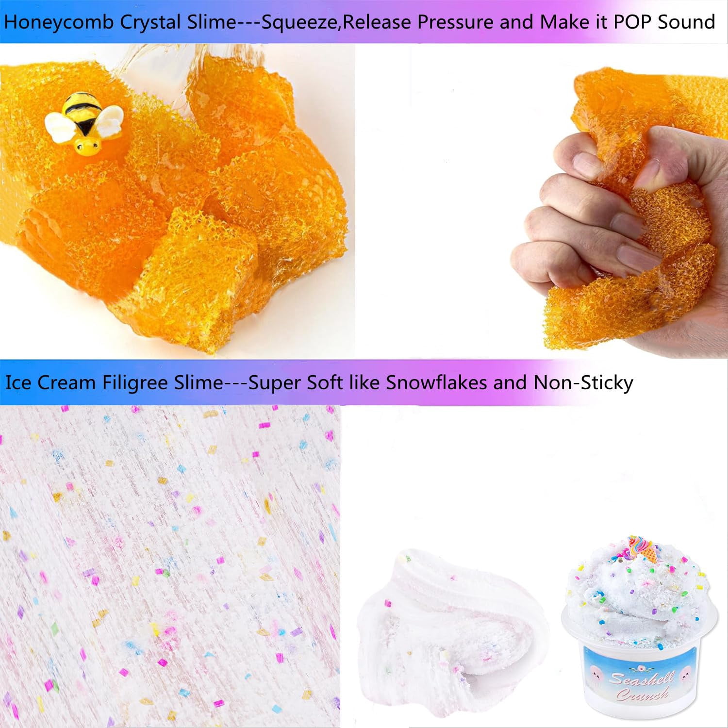 Crunchy Slime Set 12 Packed for Kids,Super Soft and Non-Sticky Stress Relief Clear Slime Kit Toy,DIY Butter Slime Party Favor for Girls & Boys Goodie Bags Stuffers Totally 19OZ/540ML
