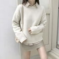 thumbnail image 4 of Suéter de punto suelto de estilo coreano de primavera, estilo holgado, para uso exterior, jersey de cuello redondo, suéter morado grueso para mujer, 4 of 5