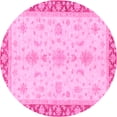 thumbnail image 1 of Ahgly Company Indoor Round Oriental Pink Traditional Area Rugs, 8' Round, 1 of 4