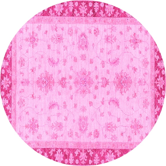 Ahgly Company Indoor Round Oriental Pink Traditional Area Rugs, 8' Round