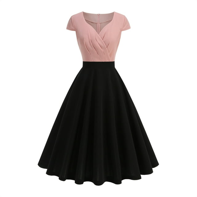 Robe à Manches Courtes pour Femme, Robe à Col en V à Imprimé Floral, Robe Décontractée d'Été et de Printemps pour Femme, Tissu en Polyester Doux pour le Quotidien
